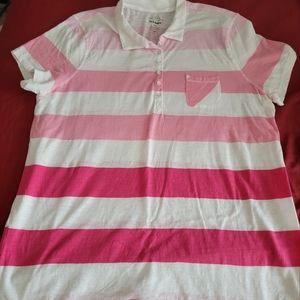 Pink and white striped tshirt